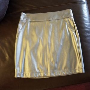 Forever XXI Silver / Pewter Metallic Mini Skirt, S